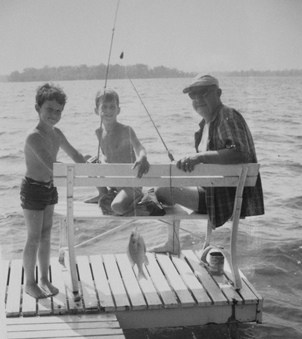 A summertime fishing outing with my grandfather and friend, Eddie, at a nearby lake.